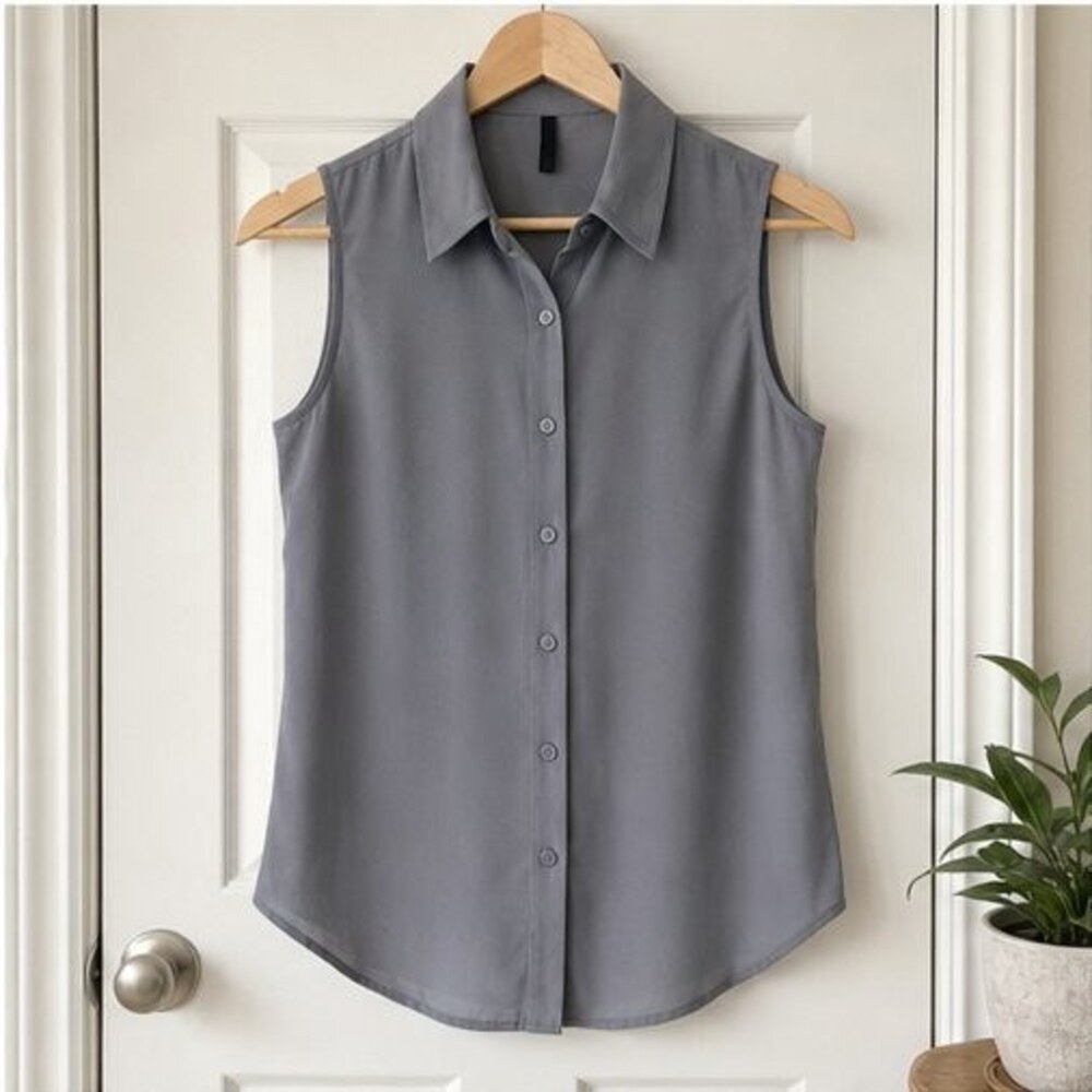 Gray Button Blouse